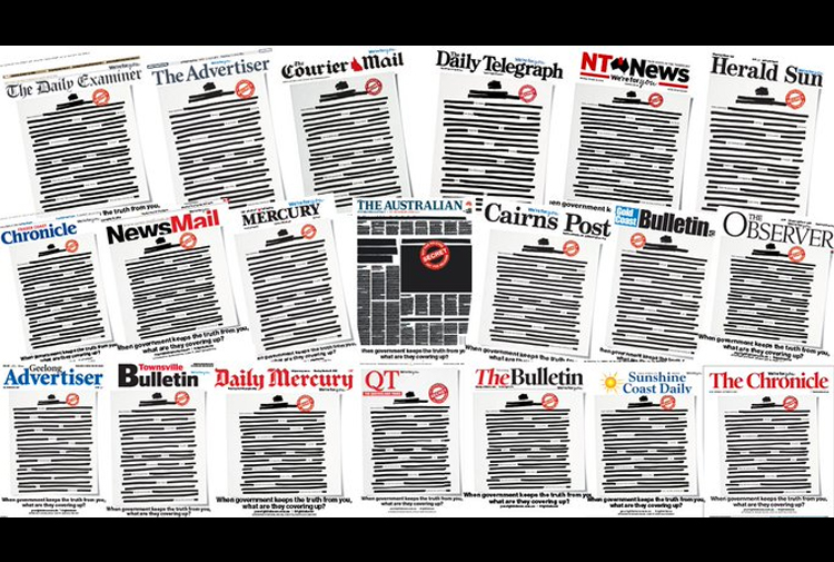 Avustralya’da gazeteler basın özgürlüğü için ilk sayfalarını kararttı
